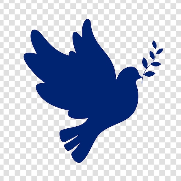 Blaue Friedenstaube auf durchsichtigem Hintergrund Logo-Ikonen-Design Friedens-Anti-Krieg-Symbolkunst