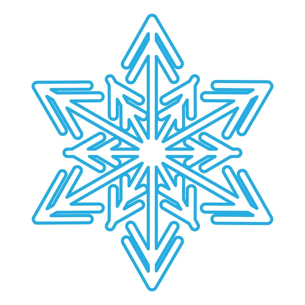 Vektor blaue gestreifte silhouette einer schneeflocke element der winterfestivaldekoration winterschnee weihnachts reines wundersymbol einfaches liner-vektor-symbol isoliert auf weißem hintergrund