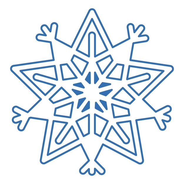 Blaue gestreifte silhouette einer schneeflocke element der winterfestivaldekoration winterschnee weihnachts reines wundersymbol einfaches liner-vektor-symbol isoliert auf weißem hintergrund