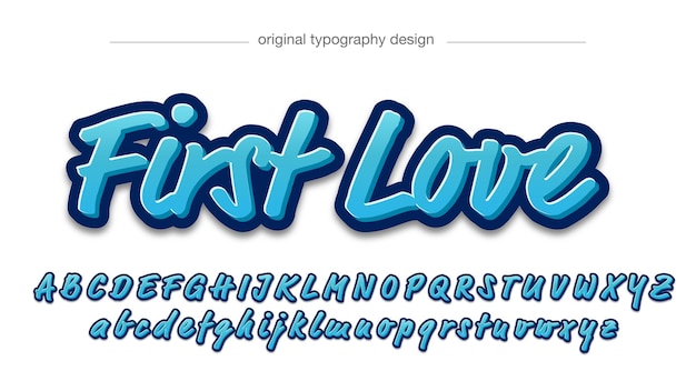 Vektor blaue handschriftliche 3d-typografie