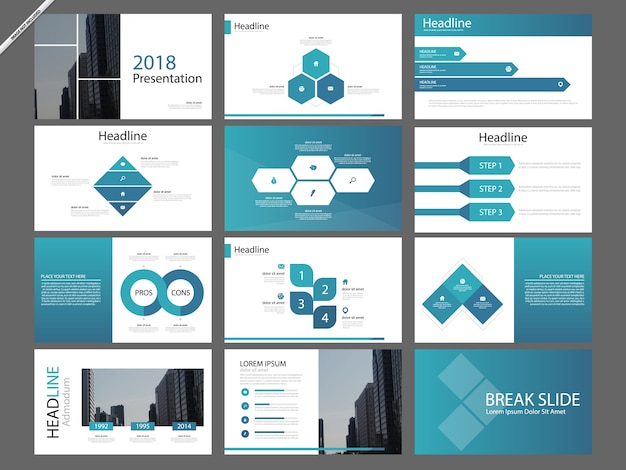 Blaue infografik präsentationsvorlagen