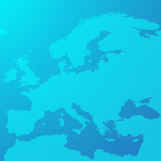 Blaue karte von europa in den punkten europa-karte vektor-illustration europa-karte auf blauem hintergrund europa-karte wallpaper