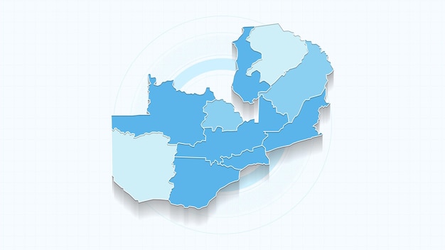 Blaue Karte von Sambia Karten von Sambia mit den Grenzen der Staaten Land hoch detailliert