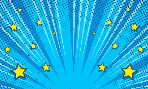 Blaue komische Pop-Art mit Sternhintergrund