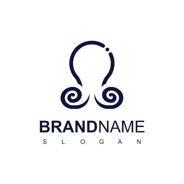 Blaue linie octopus logo-design-vorlage