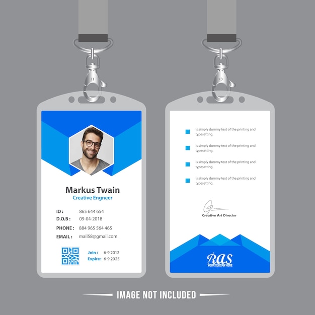 Blaue mitarbeiter id card design-vorlage