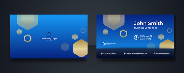 Blaue moderne kreative visitenkarte und namenskarte, horizontales einfaches sauberes vorlagenvektordesign, layout in rechteckgröße