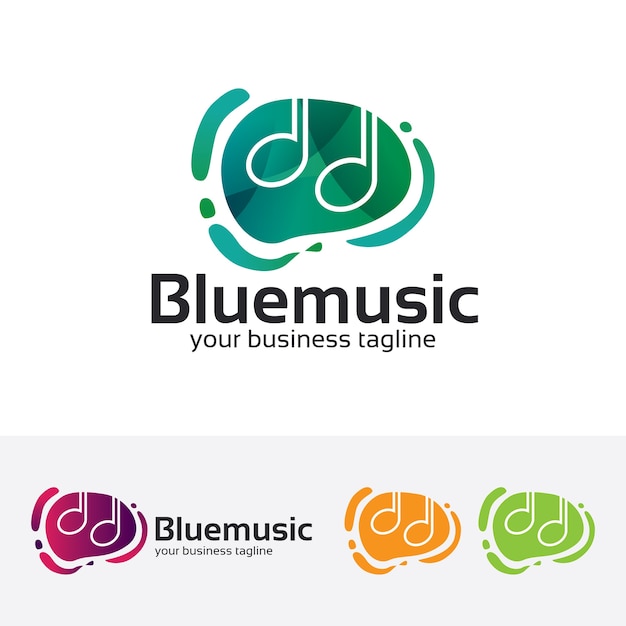 Blaue musikvektor-logoschablone