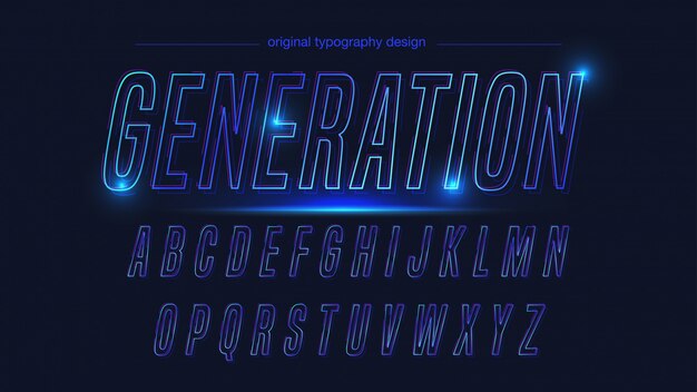 Blaue neonlinie typografie