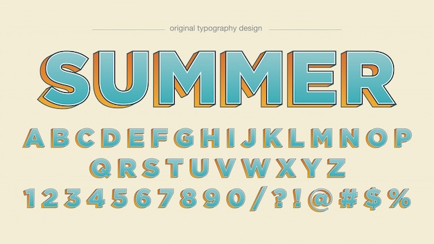 Blaue orange mutige typografie