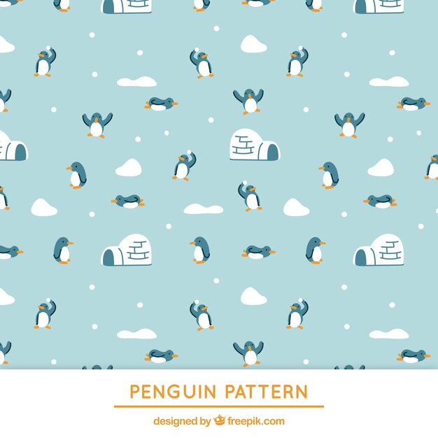 Blaue Pinguine und Iglu Muster