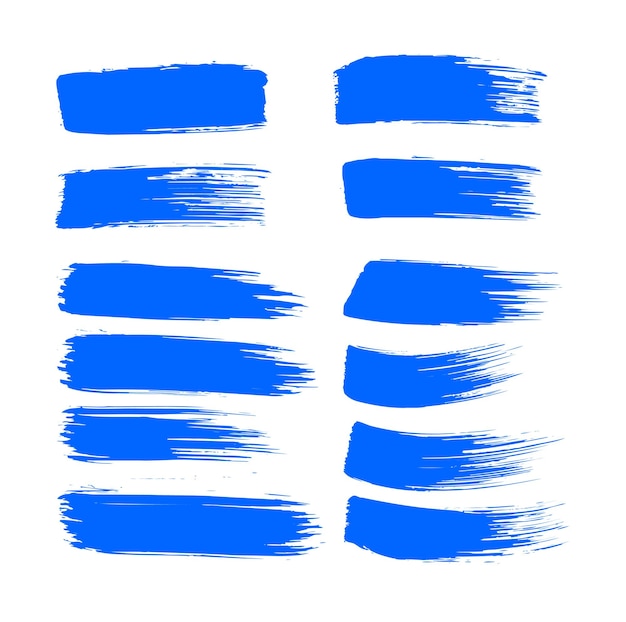 Blaue Pinselstriche Vektor-Pinselset Runde Grunge-Designelemente Lange Textfelder Schmutzig