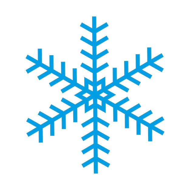 Blaue Silhouette des Schneeflockensymbols lokalisiert auf weißem Hintergrund