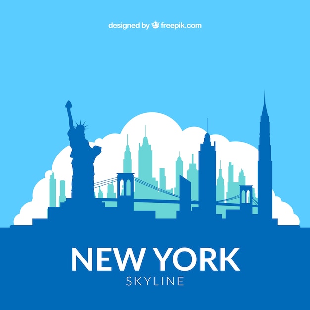 Vektor blaue skyline von new york