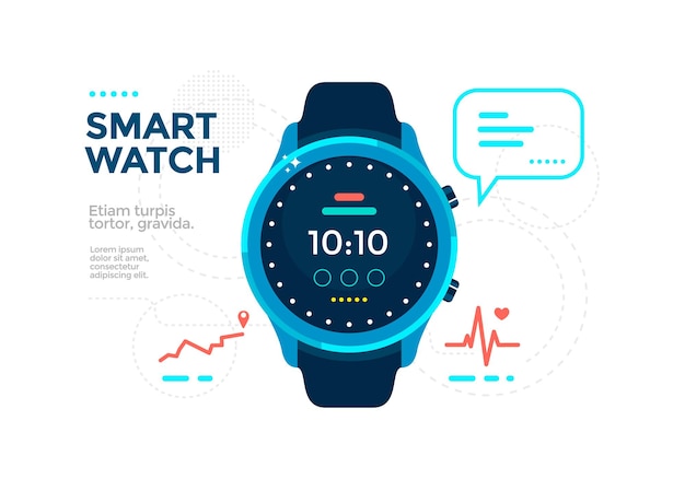 Vektor blaue smartwatch mit app.