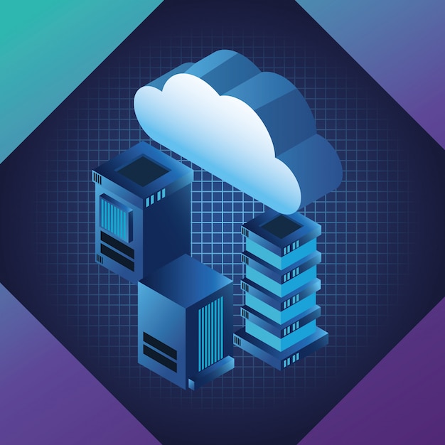 Blaue Symbole der Digitaltechnik