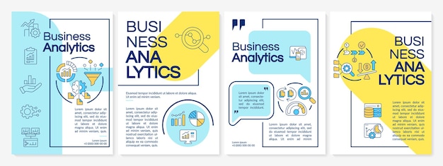 Vektor blaue und gelbe broschürenvorlage für die analyse von geschäftsdaten