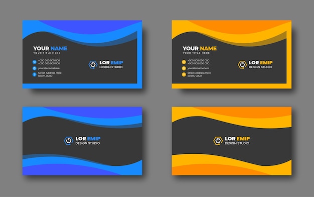 Blaue und gelbe moderne kreative visitenkarten-designschablone