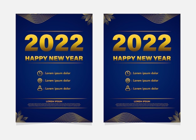 Blaue und goldene neujahrsfeier-flyer-vorlage