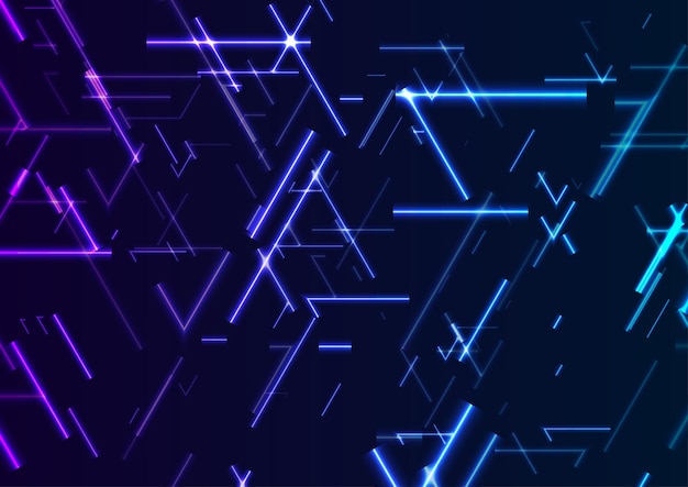 Vektor blaue und lila neon-laserlinien abstrakter tech-hintergrund
