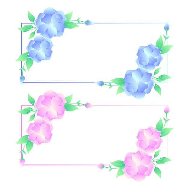 Blaue und rosa blumenrahmen-hintergrundillustration