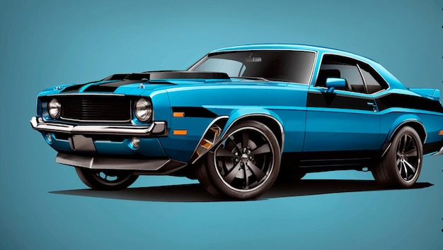 Blaue und schwarze muscle-car-vektorillustration