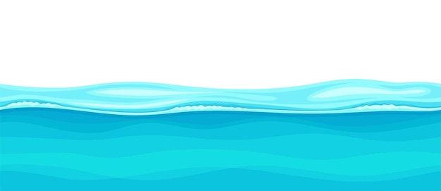 Blaue Wasseroberfläche mit gekrümmten Wellen-Vektorillustration