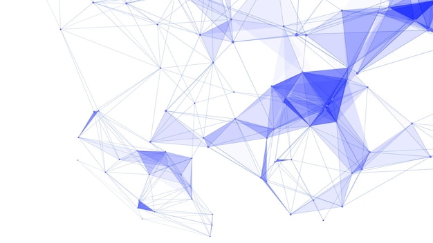 Blauer abstrakter Hintergrund mit Verbindungslinien, Punkten und Dreiecke Technologie Netzwerkverbindung Digitale Struktur der Partikel Vektor-Illustration