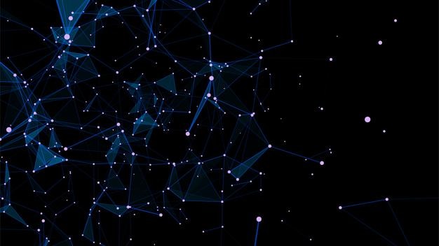 Blauer abstrakter Hintergrund mit Verbindungslinien, Punkten und Dreiecke Technologie Netzwerkverbindung Digitale Struktur der Partikel Vektor-Illustration