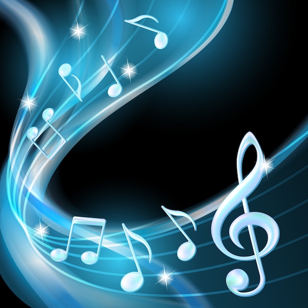Blauer abstrakter Notenmusikhintergrund. Illustration
