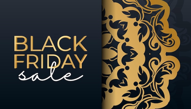 Blauer black friday sale baner mit luxuriösem goldornament