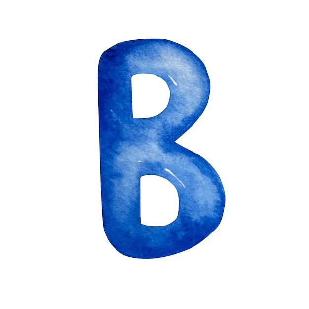 Blauer buchstabe b der aquarellillustration