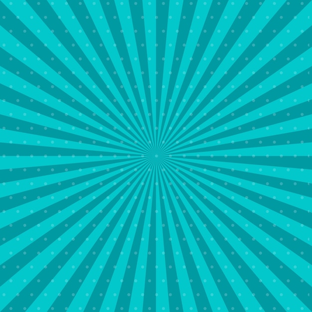 Blauer Comic-Seitenhintergrund im Pop-Art-Stil mit leerem Raum. Vorlage mit Strahlen, Punkten und Halbtoneffekt-Textur. Vektor-Illustration