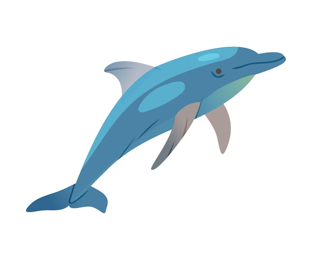 Blauer Delfin als Unterwasser-Meerestier-Vektor-Illustration