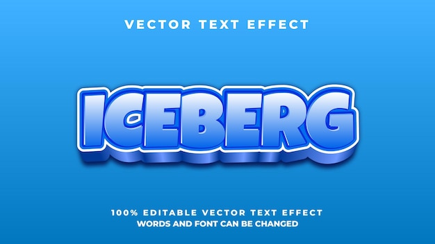 blauer Eisberg bearbeitbarer Vektortext-Effekt