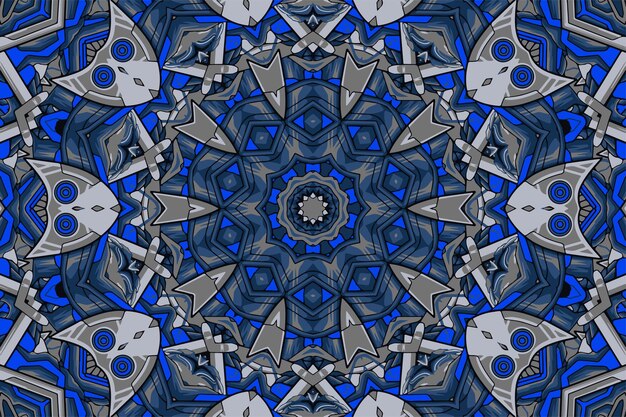 Blauer ethnischer geometrischer mandaladruck bunter vektorhintergrund