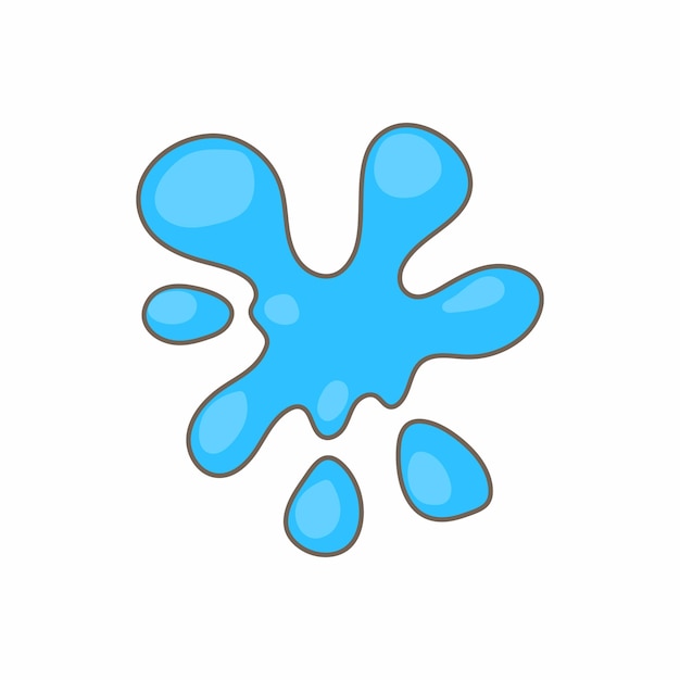 Blauer Farbfleck-Symbol im Cartoon-Stil auf weißem Hintergrund
