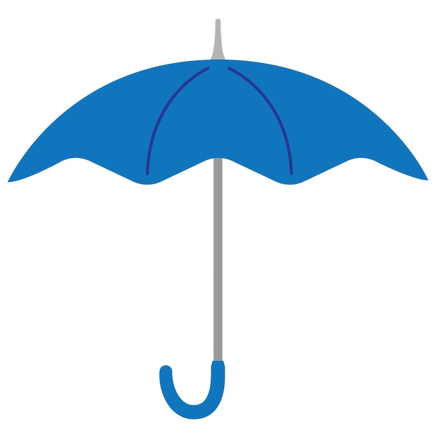 Blauer flacher Cartoon-Stil-Symbol mit Regenschirm