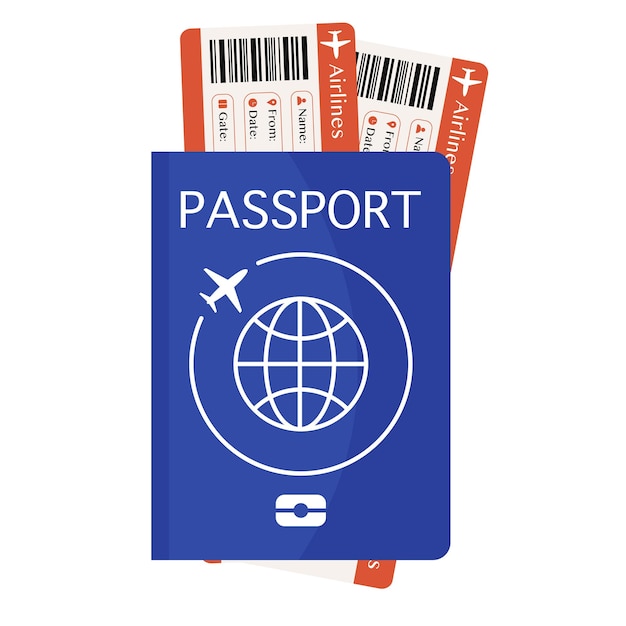 Blauer internationaler Reisepass mit Bordkarte für Reisen