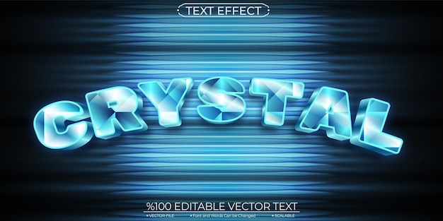 Blauer kristall bearbeitbarer und skalierbarer vektortexteffekt
