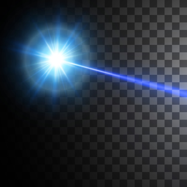 Blauer Laserstrahl lokalisiert auf schwarzem Hintergrund