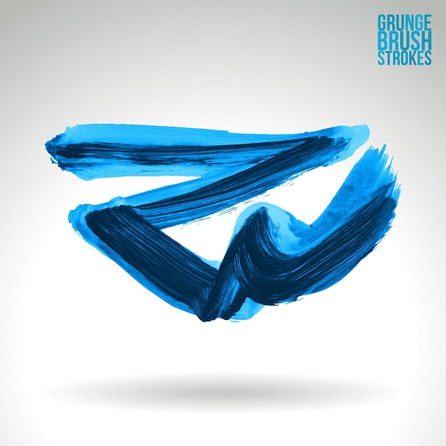 Blauer Pinselstrich und Textur. Abstraktes handgemaltes Element des Schmutzvektors.