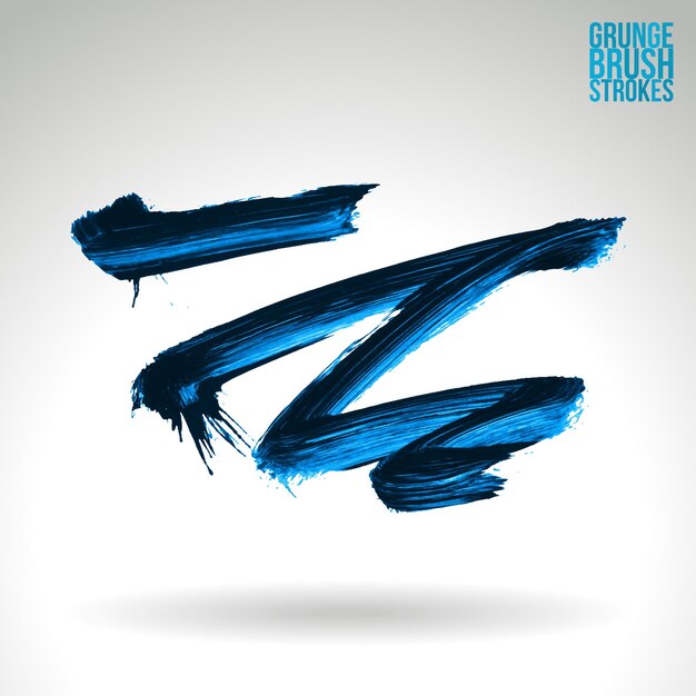 Blauer Pinselstrich und Textur. Abstraktes handgemaltes Element des Schmutzvektors.