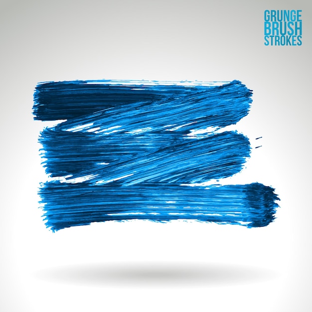 Blauer Pinselstrich und Textur. Abstraktes handgemaltes Element des Schmutzvektors.