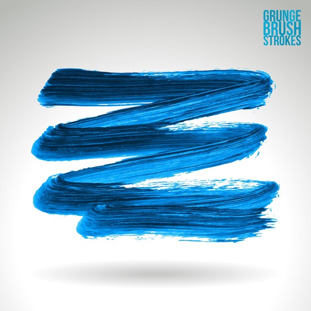 Blauer Pinselstrich und Textur. Abstraktes handgemaltes Element des Schmutzvektors.