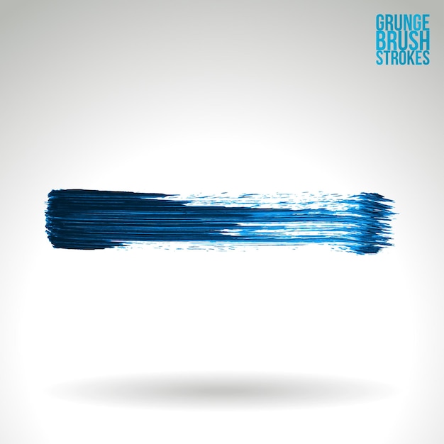 Vektor blauer pinselstrich und textur. abstraktes handgemaltes element des schmutzvektors.