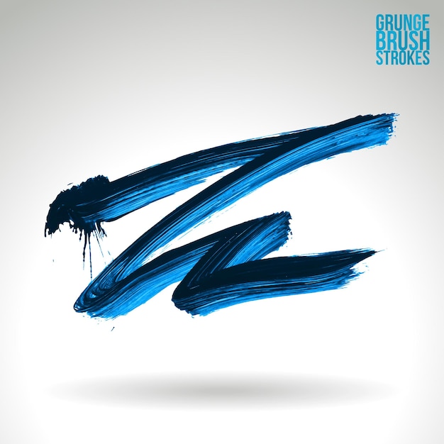 Blauer Pinselstrich und Textur. Abstraktes handgemaltes Element des Schmutzvektors.