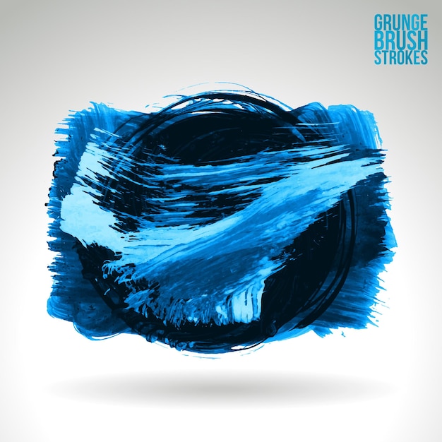Blauer Pinselstrich und Textur. Abstraktes handgemaltes Element des Schmutzvektors.