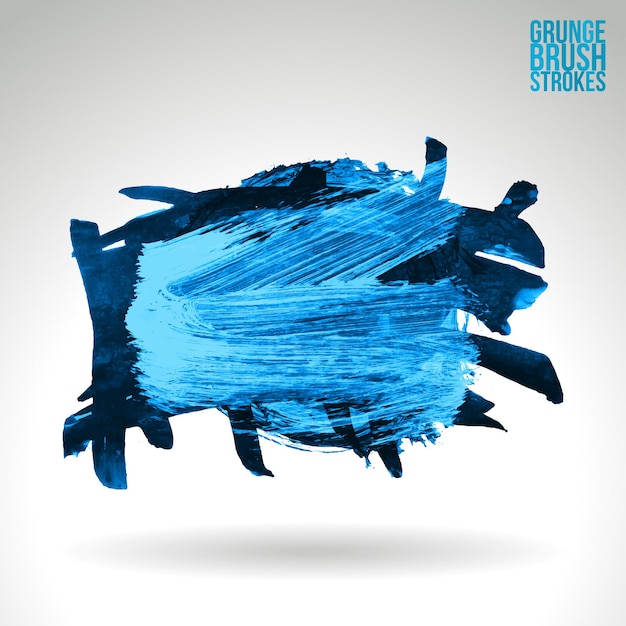 Blauer Pinselstrich und Textur. Abstraktes handgemaltes Element des Schmutzvektors.