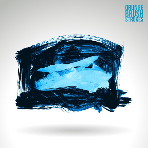 Blauer Pinselstrich und Textur. Abstraktes handgemaltes Element des Schmutzvektors.